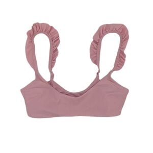 NWT Aerie Pink Bikini Ruffled Strap Bikini Swimsuit Top Size XS Women’s